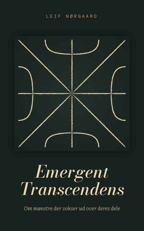 Omslaget til Emergent Transcendens: sand, der har samlet sig i et mønster af linjer på en mørk plade.